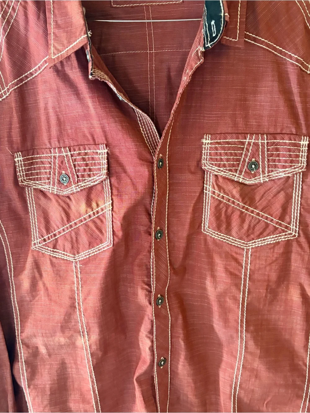 Buckle Black Men’s Rust Red Western Button Up Shirt Athletic Fit L